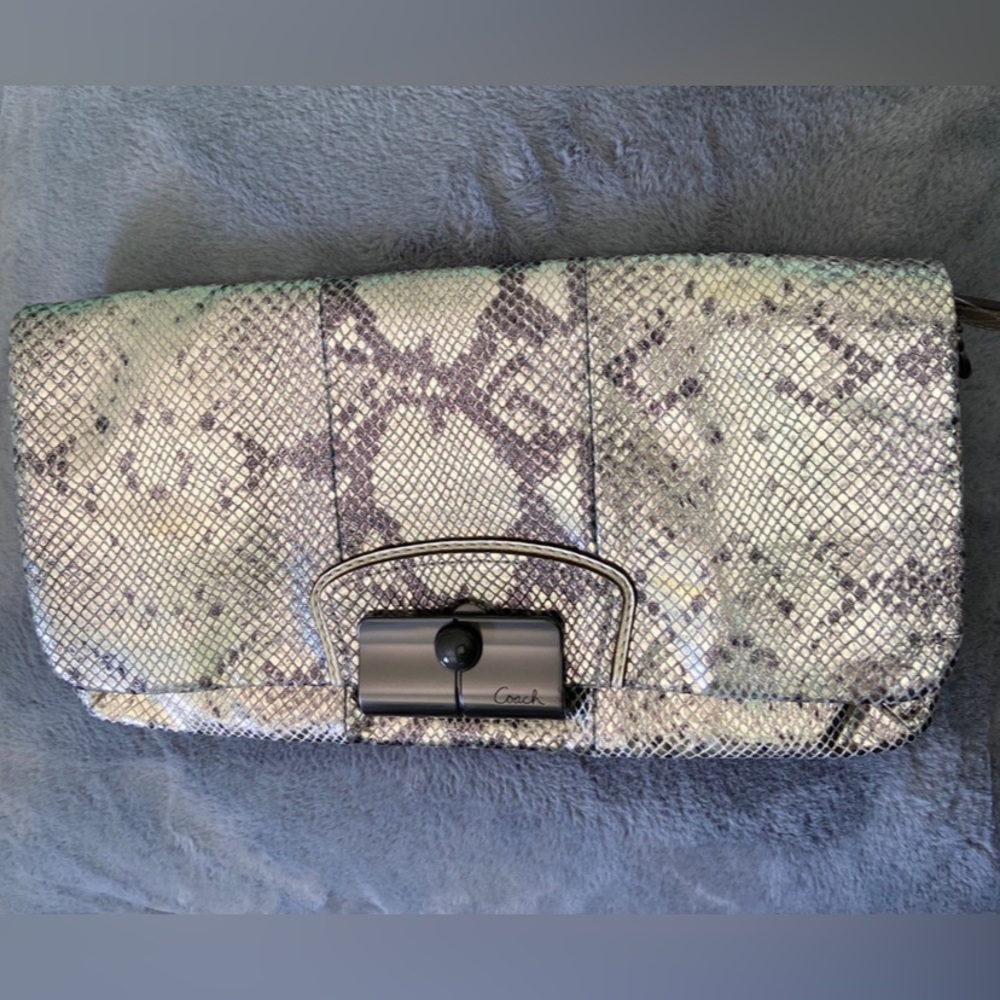 NWOT Coach Limited Edition Metallic Snakeskin Clutch